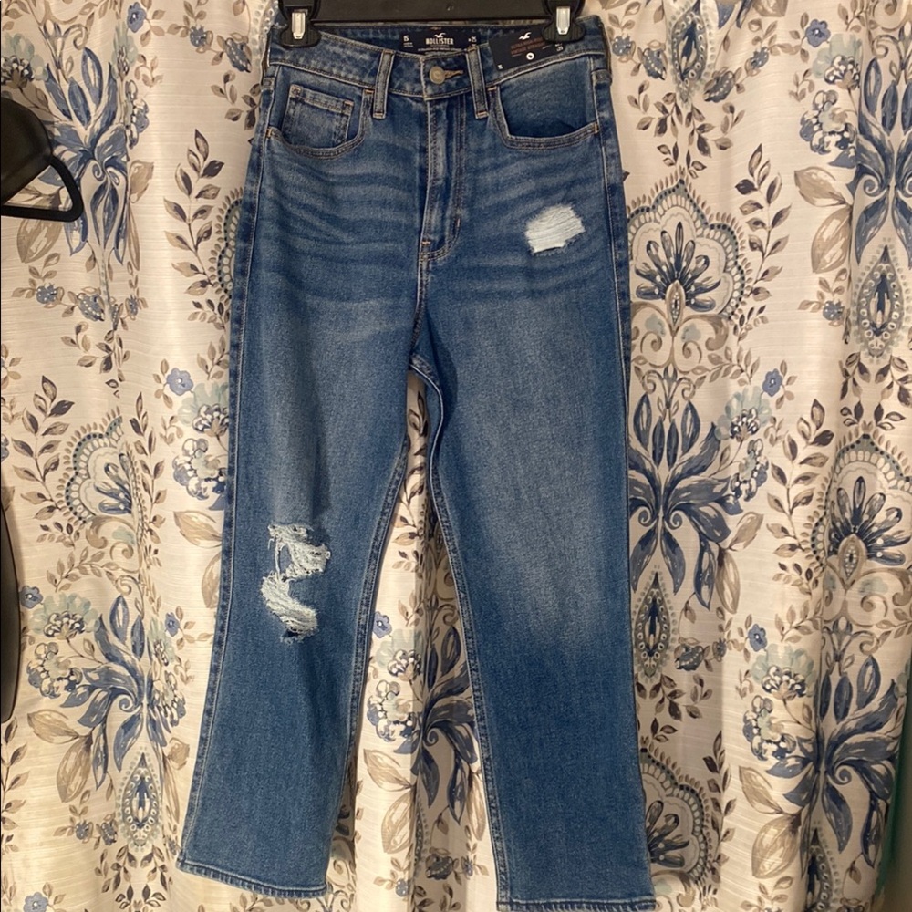 Hollister Blue Straight Leg Ultra High Rise Stretch Jeans